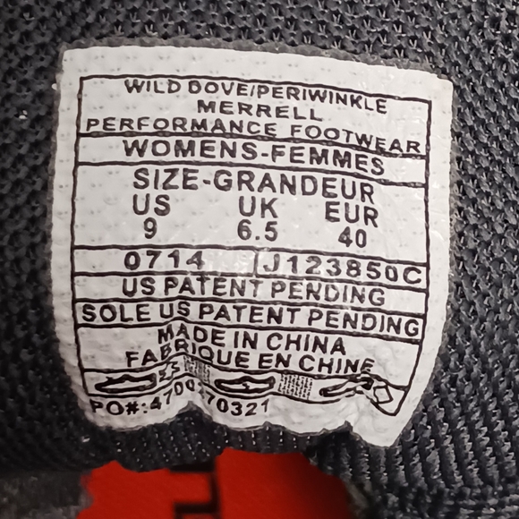 Merrell Women's Size 9 Performance Outdoor Shoes Wild Dove / Periwinkle Lace Up - Picture 11 of 11